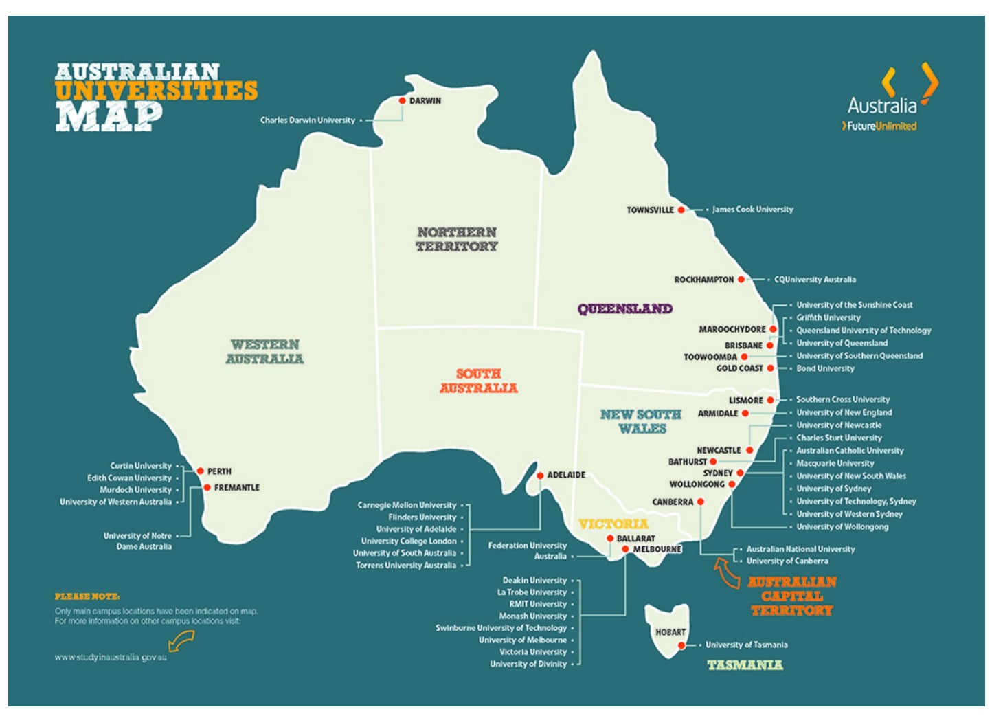 Australian Universities Map